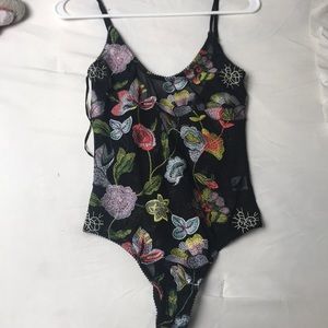 Honey Punch embroidered sheer bodysuit SM